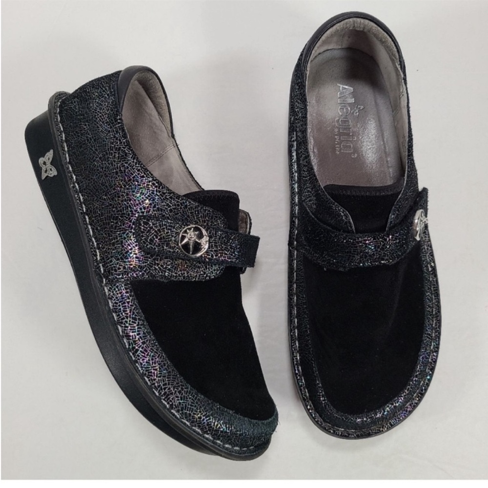 Alegria Brenna Black Metallic Leather Mary Jane Clogs. Size 9. - Picture 3 of 6